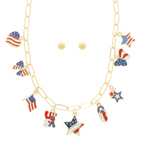 AMERICANA THEME CHARM NECKLACE SET